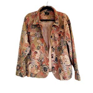 Analogy jacket‎ size 3X textured floral embroidery blues pinks